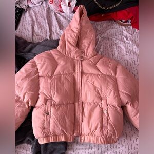 Pink Crop Puffer Jacket